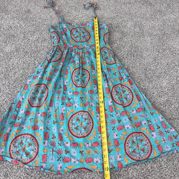 J CREW Drakes London Green Midi Dress Sz 2 Elephant Birds Animal Print Fit Flare - Picture 5 of 13